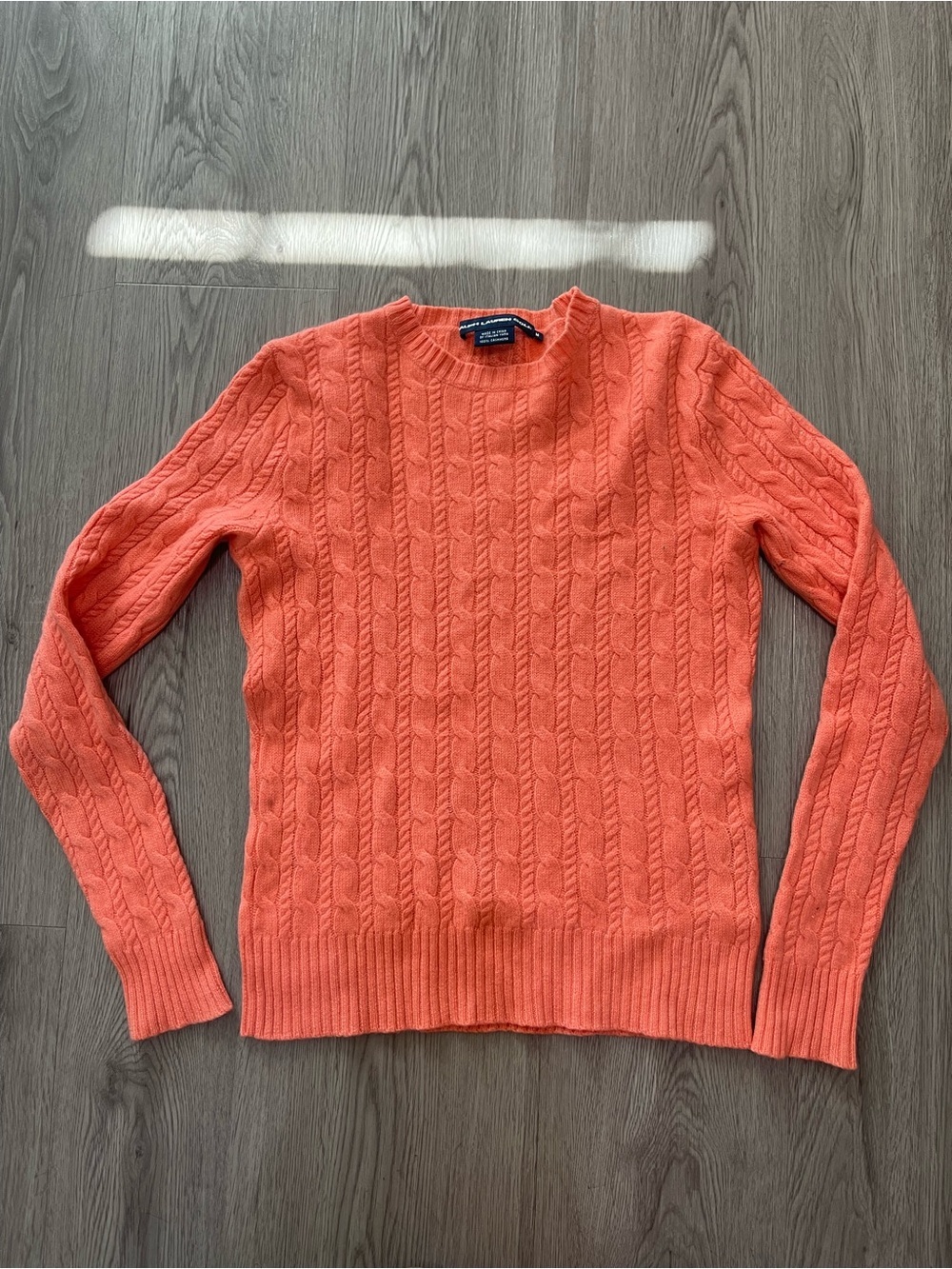 Polo by Ralph Lauren golf Women's Cable Knit cashmere Crewneck Sweater - Coral